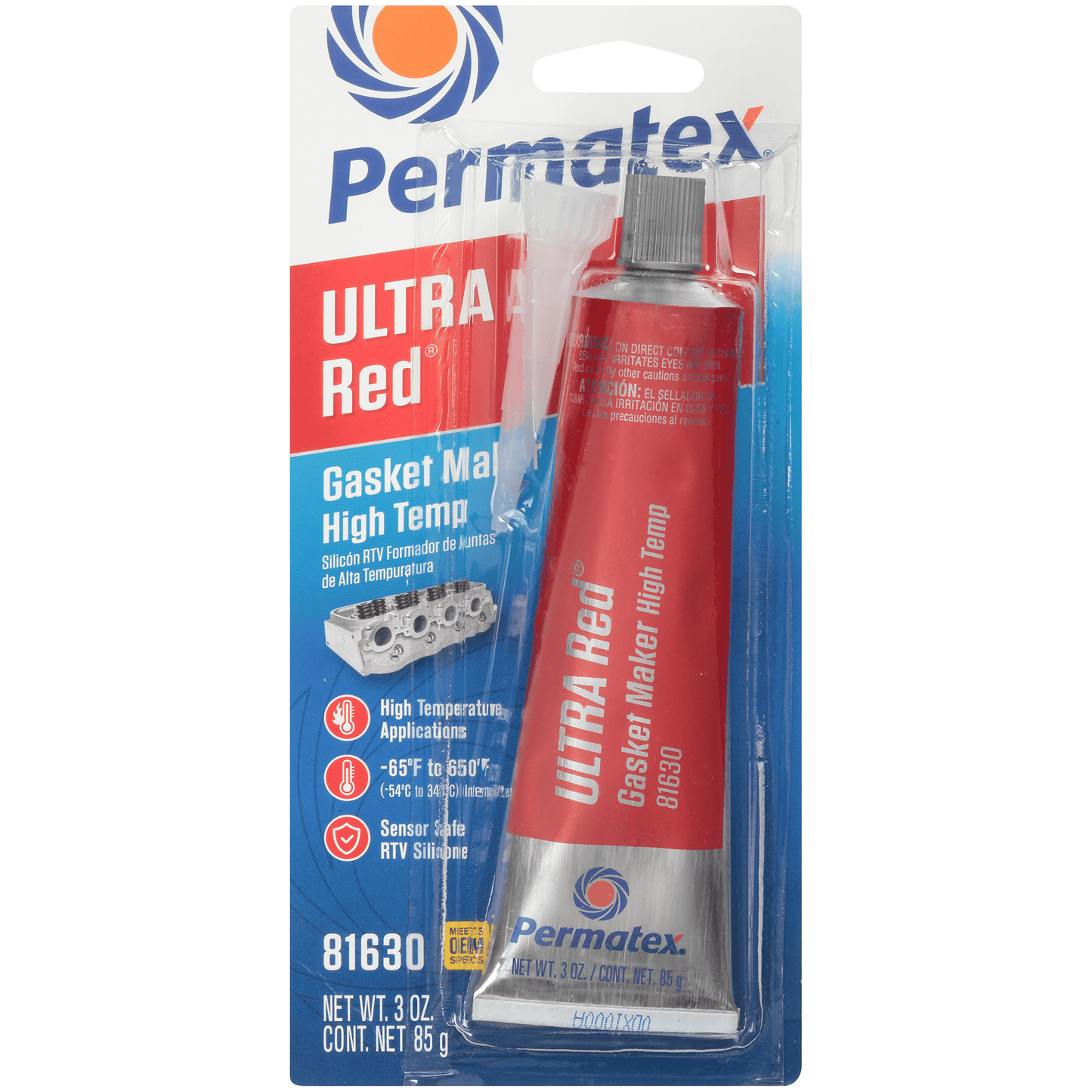 Permatex Ultra Red RTV Silicone Gasket Maker 3 oz tube for high-temperature engine gasket sealing