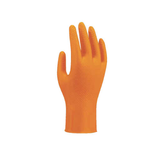 SHOWA 709HVO HI-VIS orange 8 mil nitrile gloves 100 pack PyraGrip
