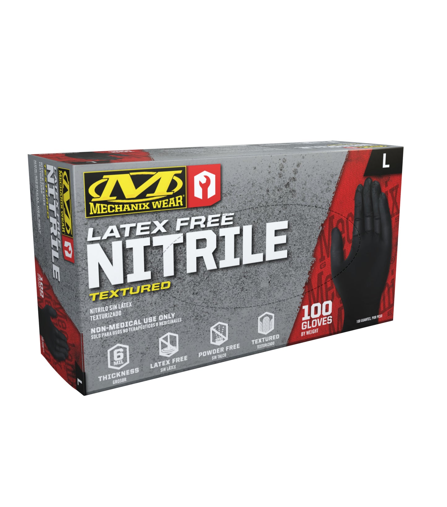 Mechanix Wear 6 mil heavy-duty black nitrile gloves, 100-pack box for automotive, diesel, industrial, and shop use
