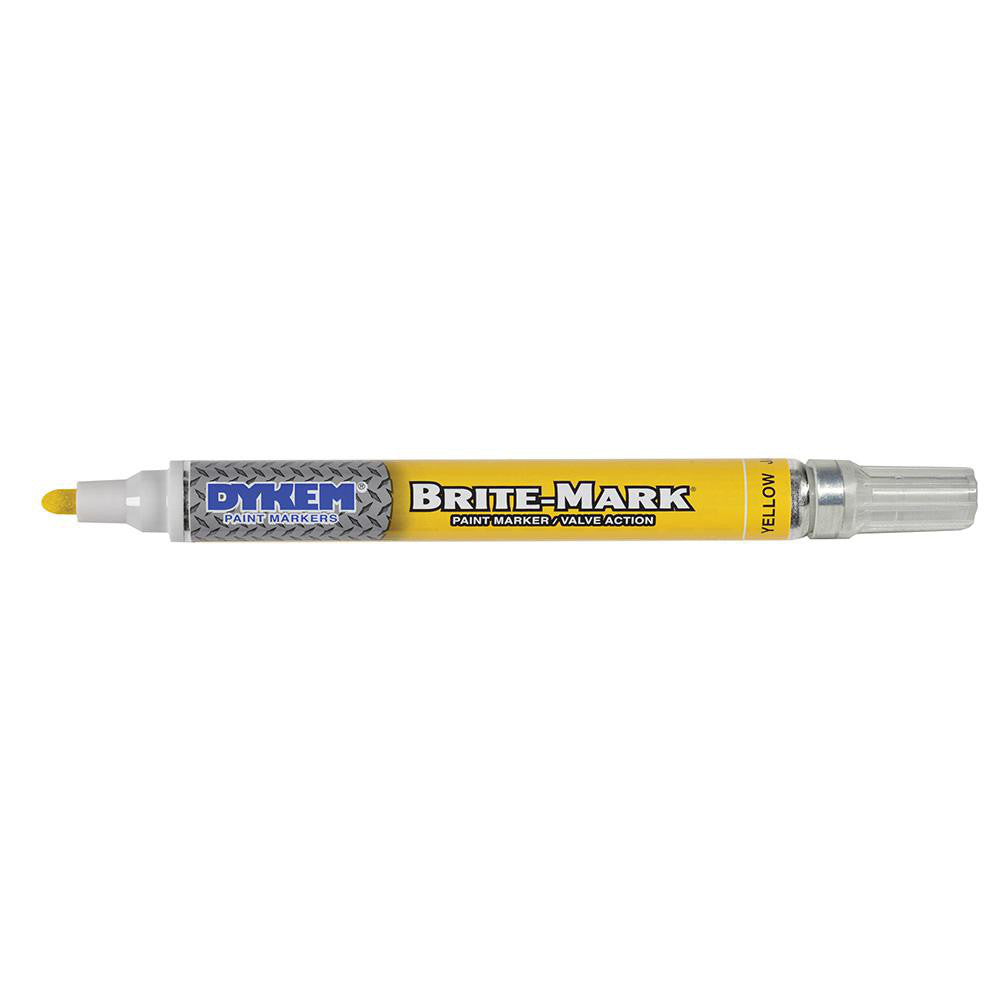 Dykem yellow oil-based liquid paint marker with medium tip for industrial and automotive marking