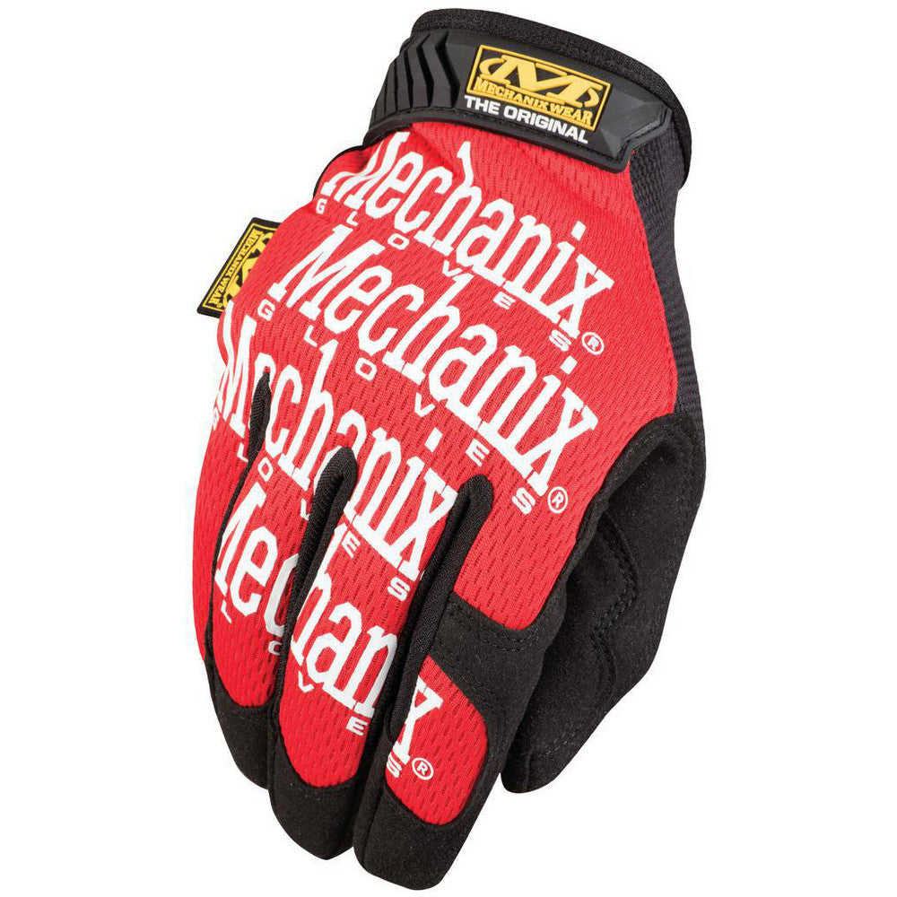 Mechanix Wear The Original red and black full finger mechanic work gloves with synthetic leather palms and adjustable wrist closure