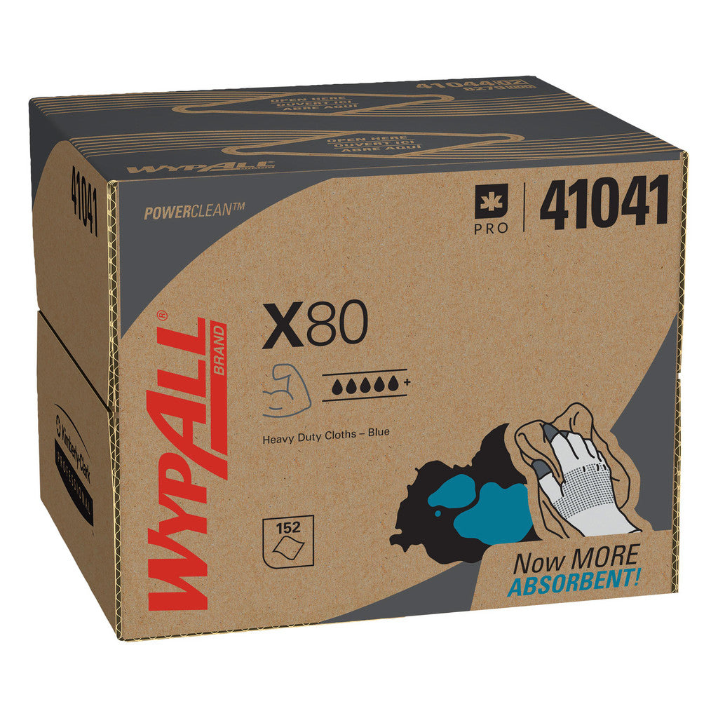 WypAll PowerClean X80 heavy-duty blue cleaning cloths 152 count for diesel and automotive maintenance