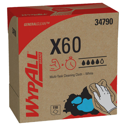 WypAll X60 GeneralClean multi-task cleaning cloths 118-count pop-up box for automotive and industrial cleaning
