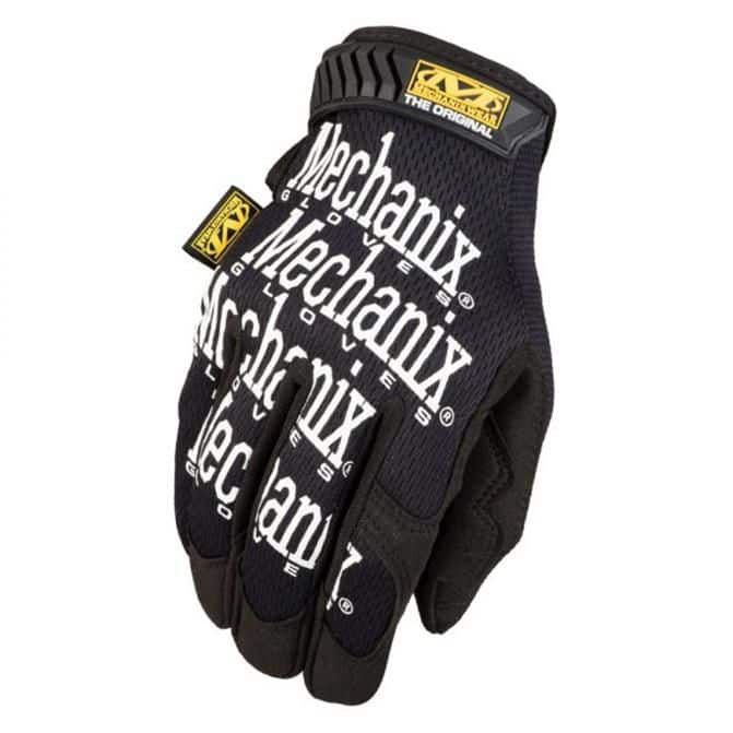 Mechanix Wear The Original black full finger mechanic work gloves with synthetic leather palms and adjustable wrist closure