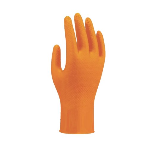 SHOWA 709HVO HI-VIS orange 8 mil nitrile gloves 100 pack PyraGrip